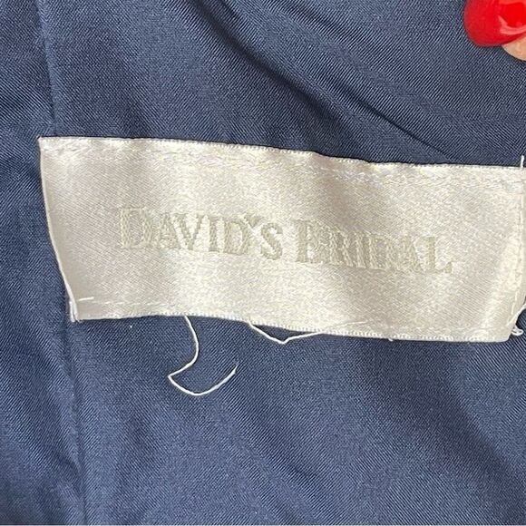 David’s Bridal Bridesmaid Navy Blue Beaded Straps Formal Maxi Dress Sz XXL - Picture 8 of 9